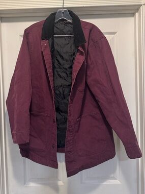 Dickies Farm house Canvas Burgundy Barn Jacket with Black Corduroy Collar